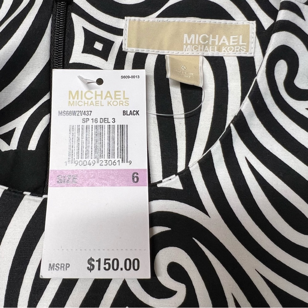 MICHAEL Michael Kors Black & White Modern Swirl Pattern Dress Size Small, NWT! - Picture 7 of 16